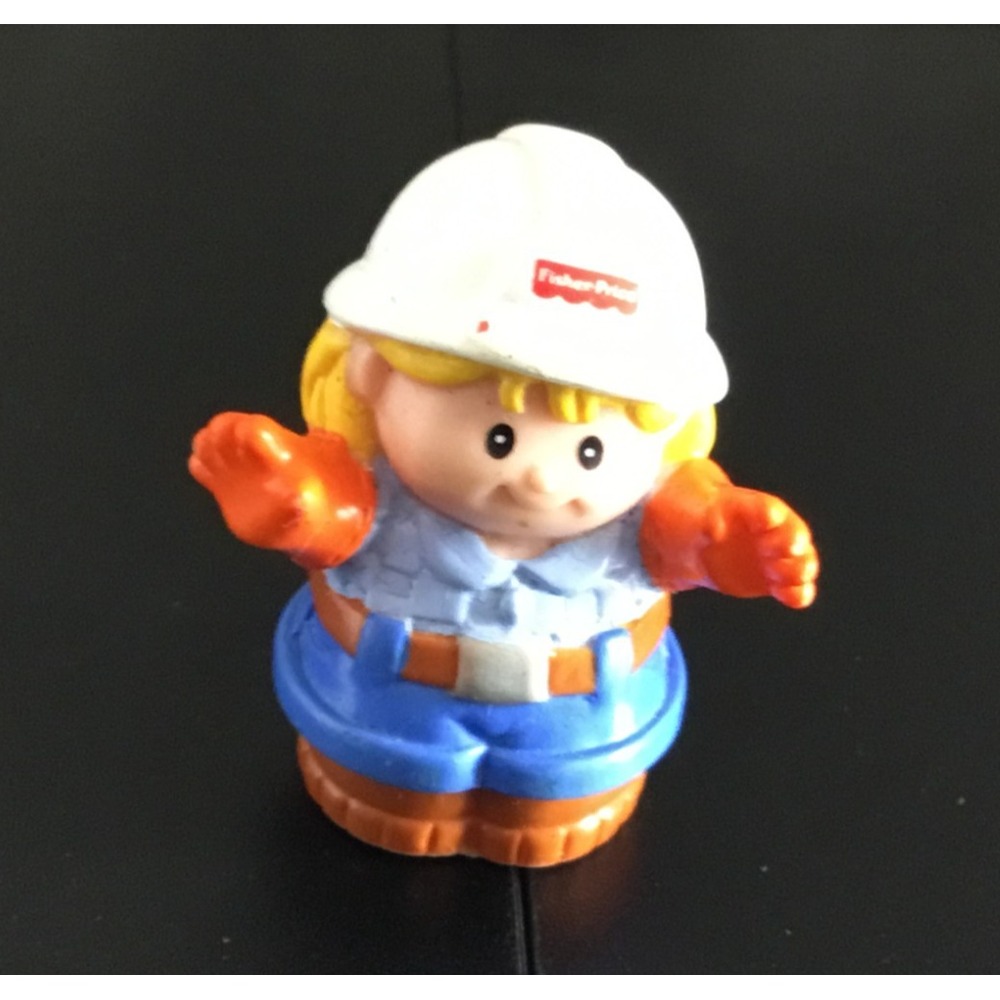 Fisher-Price Little People Construction Worker Figure Blonde Hard Hat Toy